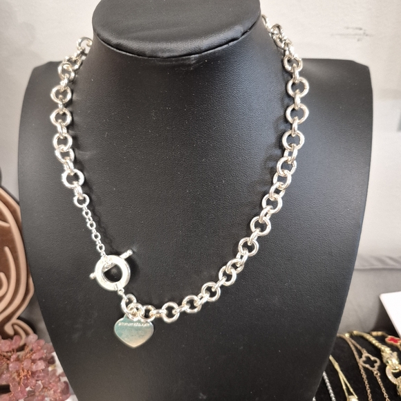 Jewelry - 🩶🩶NEW🩶🩶 PRETTY!! 925 Sterling SILVER Toggle Chunky Link Heart Necklace